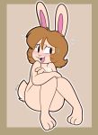  2020 anthro blush bodily_fluids convenient_censorship covering covering_breasts covering_self female hair hi_res hiding_breasts kabula_(artist) lagomorph leporid mammal nervous nervous_smile nervous_sweat nude paws rabbit solo sweat 