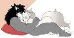  2020 4_toes 5_fingers anthro black_hair breasts butt canid canine canis countershade_face countershade_torso countershading cuddling digital_media_(artwork) duo embrace eroborus eyes_closed female fingers fox fur grey_body grey_fur hair half-closed_eyes hand_on_chest hands_on_back head_on_chest hug kitsune_(ero) long_hair looking_at_another looking_at_partner lying male male/female mammal multicolored_body multicolored_fur muscular muscular_anthro muscular_male narrowed_eyes nude on_back on_bottom on_pillow on_top pillow romantic_couple shiro_uzumaki simple_background size_difference sleeping smile story story_in_description toes two_tone_body two_tone_fur white_body white_fur white_hair wolf 