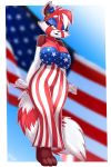  2:3 ailurid anthro armwear bedroom_eyes black_nose breasts cleavage clothed clothing elbow_gloves eyelashes eyeshadow female fuf fur gloves hair handwear hi_res makeup mammal narrowed_eyes red_panda seductive solo stars_and_stripes united_states_of_america 