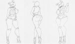  absurd_res aged_up anthro arthur_(series) big_butt breasts butt clothed clothing curvy_figure female footwear fur hi_res high_heels krocialblack lagomorph leporid mammal molly_macdonald monochrome rabbit shoes simple_background solo topwear wide_hips 