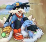  3_toes anthro dialogue duo english_text feet foot_fetish foot_on_face joooji klonoa klonoa_(series) male male/male paws text toes video_games 