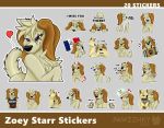  accordion anthro canid canine canis cute_expression domestic_dog female flag gesture mammal musical_instrument pawzzhky stickers suggestive suggestive_gesture telegram_stickers text zoey_starr 