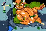  anthro balls bowser digital_media_(artwork) genitals koopa low_res macro male mario_bros mouthmoth nintendo nude overweight overweight_anthro overweight_male penis pixel_(artwork) scalie soles solo video_games 