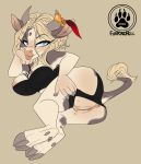  2020 5_fingers anthro anus areola blonde_hair bovid bovine breasts cattle digital_media_(artwork) eyebrows eyelashes female fingers furkinghell genitals hair hi_res hooves mammal nipples pussy solo 