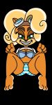  1:2 activision anthro barefoot black_background blonde_hair bra clothed clothing coco_bandicoot crash_bandicoot_(series) eyewear female goggles goggles_on_head green_eyes hair hi_res looking_at_viewer panties salopez_(artist) simple_background solo underwear video_games 