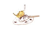  animal chai commentary_request crying flying_teardrops food highres ice_cream no_humans open_mouth original popsicle_stick puddle signature tears tiger translation_request undersized_animal white_background white_tiger 