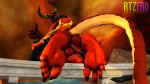  16:9 5_toes anthro backsack balls barefoot big_penis butt claws demon erection feet genitals hi_res horn humanoid_genitalia humanoid_penis looking_at_viewer male nude paladins penis raum_(paladins) red_penis rtzero solo toe_claws toes widescreen 