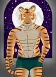  2020 abs anthro athletic athletic_anthro athletic_male beastars bedroom_eyes bengal_tiger bill_(beastars) black_stripes boxers_(clothing) clothed clothing countershade_face countershade_legs countershade_torso countershading deskmaniac digital_media_(artwork) felid fur hi_res lidded_eyes looking_at_viewer male mammal moon multicolored_body multicolored_fur muscular muscular_anthro muscular_male narrowed_eyes night orange_body orange_fur pantherine pecs seductive sky smile solo star starry_sky striped_body striped_fur stripes tiger topless topless_male two_tone_body two_tone_fur underwear white_body white_fur window 