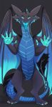  2020 4_toes 5_fingers ambiguous_gender claws digital_media_(artwork) dragon feral fingers hi_res horn iridiu membrane_(anatomy) membranous_wings on_glass open_mouth scalie silvyr solo spines standing teeth toes tongue western_dragon wings 
