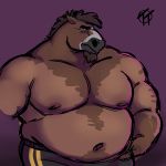 1:1 2020 absurd_res anthro belly bottomwear brown_body brown_fur clothing equid equine facial_hair fur hi_res horse male mammal moobs navel nipples overweight overweight_anthro overweight_male pants simple_background solo trashtoonz 