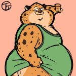  1:1 2020 anthro belly benjamin_clawhauser butt cheetah clothing disney felid feline hi_res male mammal overweight overweight_anthro overweight_male shirt simple_background solo topwear trashtoonz zootopia 