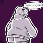 1:1 2020 animated_skeleton anthro bone butt clothing english_text hi_res hoodie sans_(undertale) simple_background skeleton slightly_chubby solo text topwear trashtoonz undead undertale video_games 