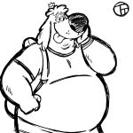  1:1 2020 anthro belly biped canid canine canis crown domestic_dog hi_res male mammal monochrome nickelodeon overweight overweight_anthro overweight_male solo sparky_(fop) the_fairly_oddparents tongue tongue_out trashtoonz 