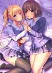  katou_megumi saenai_heroine_no_sodatekata sawamura_spencer_eriri seifuku skirt_lift thighhighs umitonakai yuri 