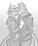  anthro blush clothed clothing domestic_cat duo felid feline felis hi_res making_out male male/male mammal nicnak044 