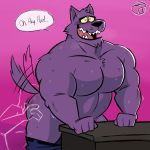  1:1 2020 alternate_version_at_source anal anthro bernard_(ok_k.o.!_lbh) blush bodily_fluids bottomwear canid canine cartoon_network clothing duo english_text hi_res humanoid_hands male mammal muscular muscular_male ok_k.o.!_let&#039;s_be_heroes oral pants pecs rimming sex solo_focus speech_bubble sweat tailwag text trashtoonz were werecanid werecanine werewolf 