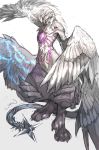  1boy chimera closed_mouth devil_may_cry devil_may_cry_5 devil_trigger feathered_wings gradient gradient_background highres liquid male_focus memento1113 monster multiple_wings paws purple_eyes single_eye sketch solo tail v_(devil_may_cry) wings 