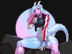  4:3 absurd_res anthro big_breasts breasts candii candy clothing collar dragon female food furniture hi_res horn jacket lollipop non-mammal_breasts racoe reptile scalie snake sofa solo topwear 
