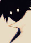  1boy abstract beige_background black_hair black_skin face fantasy looking_at_viewer male_focus no_mouth no_nose no_pupils original renkoma shadow simple_background solo spiked_hair upper_body 