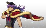  all_male cape dande_(pokemon) dark_skin gloves gradient hat long_hair male pokemon purple_hair wristwear yellow_eyes yukibi 