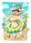  &lt;3 &lt;3_eyes ambiguous_gender animal_humanoid beach being_watched bikini breasts cephalopod cephalopod_humanoid clothing cloud cnidarian day duo female gerph hi_res humanoid humanoid_pointy_ears inflatable inkling jellyfish looking_at_another marie_(splatoon) marine marine_humanoid medusozoan mollusk mollusk_humanoid navel nintendo open_mouth open_smile palm_tree pseudo_hair sand seaside signature smile splatoon swim_ring swimwear teeth tentacle_hair tentacles tree video_games 