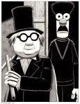  2020 4_fingers beaker_(muppets) big_nose black_and_white border bruce_mccorkindale bunsen_honeydew clothing crossover duo eyewear fingers glasses gloves greyscale hair handwear hat headgear headwear hi_res horror_(theme) humanoid hypnosis insane male messy_hair mind_control monochrome muppet muppets parody signature silent_film somnambulist spiky_hair the_cabinet_of_dr._caligari the_muppet_show top_hat white_border 