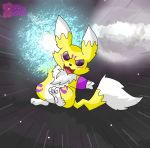  ambiguous_gender angry angry_eyes canid canine digimon digimon_(species) digital_drawing_(artwork) digital_media_(artwork) fox jumping mammal moon moraduwaffle mouse murid murine night nintendo open_mouth outside pikachu pok&eacute;mon pok&eacute;mon_(species) power rat renamon rodent semi-anthro sky solo video_games 