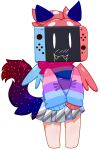  absurd_res alpha_channel bandanna bandanna_on_neck barefoot bottomwear clothing digital_drawing_(artwork) digital_media_(artwork) fluffy fluffy_tail for_a_head girly hi_res humanoid kerchief lgbt_pride male nintendo nintendo_switch nonbinary_(lore) not_furry object_head octovore pride_color_clothing pride_color_topwear pride_colors raised_tail screen screen_face screen_head simple_background skirt skirt_down smile solo standing sweater switch_octovore switcho_(octovore) toony topwear transparent_background video_games wings young 