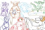  2020 3:2 anthro big_breasts breast_size_difference breasts clothed clothing dragon female fur furred_dragon genitals green_eyes group hand_on_hip horn jumping looking_at_viewer lying multiple_images natural_breasts nipples non-mammal_breasts nude on_back panties pussy sagging_breasts scalie sketch sleeping slightly_chubby small_breasts standing the_weaver topless underwear water western_dragon wide_hips 