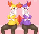  absurd_res anthro big_breasts braixen breasts duo female female/female hi_res highoncoffee nintendo pok&eacute;mon pok&eacute;mon_(species) shiny_braixen thick_thighs video_games 