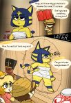  2020 animal_crossing ankha_(animal_crossing) anthro before_and_after blush breasts brown_hair canid canine canis dialogue domestic_cat domestic_dog egyptian english_text felid feline felis female flattened group hair hi_res human isabelle_(animal_crossing) male mammal nintendo noh-buddy smile text video_games villager_(animal_crossing) yellow_body 