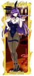  1girl alternate_costume animal_ears aoba_(smartbeat) bangs black_footwear black_legwear blue_eyes blue_leotard blunt_bangs breasts bunny_ears covered_navel cup detached_collar drinking_glass fake_animal_ears fate/grand_order fate_(series) fishnet_legwear fishnets full_body high_heels highleg highleg_leotard highres hime_cut holding holding_tray large_breasts leotard long_hair pantyhose playboy_bunny purple_hair saint_martha solo standing straight_hair strapless strapless_leotard thigh_strap tray wrist_cuffs 