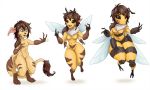  2020 2_toes 3_fingers 3_toes 4_arms antennae_(anatomy) antennae_growth anthro arm_growth arthropod bee breasts brown_hair digitigrade featureless_crotch female fingers growth hair hymenopteran insect insect_wings jakkai limb_growth mouthless multi_arm multi_limb non-mammal_breasts nude pinklepickle sequence simple_background slightly_damned smile solo species_transformation standing striped_body stripes toes transformation webcomic white_background wing_growth wings 