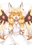  &lt;3 2020 5_fingers accessory alternate_version_at_source anthro bell black_nose blonde_hair blush bodily_fluids breasts bride brown_body brown_fur canid canine chest_tuft claws clothing crying cute_fangs dipstick_ears dipstick_tail dress eyes_closed female fingers fluffy fluffy_tail fox frilly frilly_clothing fur glistening glistening_hair gloves_(marking) hair hair_accessory happy hi_res horokusa0519 inner_ear_fluff jingle_bell kemono long_hair mammal markings multi_tail multicolored_body multicolored_ears multicolored_fur multicolored_hair multicolored_tail open_mouth pawpads portrait simple_background small_breasts smile solo tears tears_of_joy three-quarter_portrait tongue translucent translucent_clothing tuft wedding_dress wedding_veil white_background white_body white_clothing white_fur white_hair yellow_body yellow_fur 