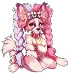  2020 ailuranthropy alpha_channel anthro breasts canid canine collar digital_media_(artwork) eyebrows eyelashes featureless_crotch female hair mammal nude pink_hair simple_background transparent_background 