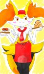  accessory ambiguous_gender apron big_ears biped braixen chest_tuft closed_smile clothing cup cute_expression digitigrade dugtrio eiroru fingers fluffy fluffy_tail food front_view fur hair_accessory hat headgear headwear hi_res hip_tuft inner_ear_fluff long_tail looking_at_viewer multicolored_body multicolored_fur multicolored_tail necktie nintendo pok&eacute;ball pok&eacute;mon pok&eacute;mon_(species) pokemon_cafe_mix portrait red_eyes sandwich_(food) semi-anthro shoulder_tuft simple_background smile traditional_media_(artwork) tuft video_games white_body white_fur 