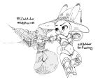  2020 4:3 anthro canid canine clothed clothing disney duo female fox fully_clothed fur gun halo_(series) hat headgear headwear hi_res holding_gun holding_object holding_weapon inktober inktober_2020 judy_hopps judyhopps44 lagomorph leporid magic magic_user male mammal microsoft monochrome nick_wilde rabbit ranged_weapon red_fox simple_background skimpy video_games weapon white_background xbox_game_studios zootopia 