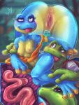  &lt;3 2020 3:4 3_fingers 3_toes absurd_res amphibian anal anal_penetration ankle_grab anthro anthro_on_anthro anus berry_(frogger) better_version_at_source blue_body blue_eyes blue_skin blue_spots blush bodily_fluids breasts brown_clothing brown_eyes brown_topwear brown_vest clothed clothing cutaway dimwitdog drooling duo eye_roll female female_penetrated fingers frog frogger frogger_(character) genitals green_body green_eyes green_skin green_spots hand_on_head hi_res internal intraspecies leg_grab long_tongue looking_pleasured looking_up male male/female male_penetrating male_penetrating_female medium_breasts mostly_nude multiple_angles non-mammal_breasts open_clothing open_shirt open_topwear oral orange_clothing orange_topwear penetration pussy rimming saliva sex shirt spots spotted_body spotted_skin thick_thighs toes tongue tongue_out tongue_penetration topwear yellow_body yellow_skin 
