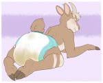  anthro blush bovid brown_body brown_fur caprine diaper eyes_closed feces fur goat hooves horn male mammal messy_diaper pooping scat shadowpelt simple_background soiled_diaper soiling soiling_diaper solo 