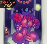  abs animal_humanoid anthro balls biceps big_balls big_muscles big_penis bodily_fluids bukkake clothing cnidarian costume cum cum_drip cum_on_chest cum_on_face cum_on_ground cum_on_tongue digital_media_(artwork) dripping erection food fruit genital_fluids genitals halloween hi_res holidays huge_penis humanoid humanoid_genitalia humanoid_penis jellyfish ji-u looking_at_viewer male marine medusozoan merong muscular muscular_anthro muscular_male nipple_piercing nipples nude open_mouth pecs penis piercing plant pumpkin smile solo tongue trick_or_treat 