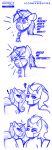  ! ? blue_and_white bodily_fluids chain comic equid equine female friendship_is_magic hasbro hi_res horn jcosneverexisted king_sombra_(mlp) male mammal monochrome muzzle_(object) my_little_pony princess_cadance_(mlp) semi-anthro shining_armor_(mlp) surprise tears unicorn upset 