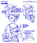  angry annoyed bed blue_and_white bodily_fluids book dialogue english_text equid equine fangs flurry_heart_(mlp) friendship_is_magic furniture hasbro horn jcosneverexisted king_sombra_(mlp) laugh male mammal monochrome my_little_pony semi-anthro tears text unicorn winged_unicorn wings 