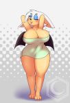  anthro big_breasts breasts chiropteran crescent-blue-zero female hi_res looking_at_viewer mammal one_eye_closed rouge_the_bat solo sonic_the_hedgehog_(series) towel wet wink 
