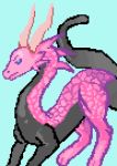  ambiguous_gender black_body black_tail blue_eyes dragon feral horn iltedaliu long_neck long_tail pink_body pink_scales scales scalie solo 