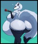  ! absurd_res anthro arctic_fox areola asaneman belly big_belly big_breasts big_butt big_tail biped black_areola black_border black_nipples black_nose blue_body blue_fur blue_hair border breasts butt canid canine curvy_figure dipstick_tail female flower fluffy fluffy_tail fox fur gloves_(marking) hair hi_res holding_flower holding_object huge_breasts huge_butt looking_at_viewer looking_back mammal markings multicolored_body multicolored_fur multicolored_tail nipples nude obese obese_anthro obese_female overweight overweight_anthro overweight_female plant ponytail rear_view rose_(flower) sheep_and_wolves simone_(sheep_and_wolves) simple_background smile solo standing two_tone_body two_tone_fur voluptuous wide_hips 