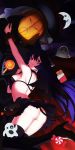  aiu_eo alternate_costume animal_ears ass bat_wings black_hair boots death_(granblue_fantasy) ear_piercing emoji erune granblue_fantasy halloween_costume long_hair nier_(granblue_fantasy) no_panties piercing pumpkin red_eyes skirt tail thigh_boots thighhighs wings 