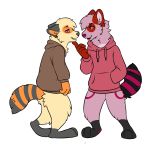  anthro clothed clothing duo fur hi_res hoodie hypnosis kisle_(slick) male male/male mammal mind_control open_mouth orange_body orange_fur pink_body pink_fur procyonid raccoon skunkify spiral_eyes topwear tupoy_(slick) 