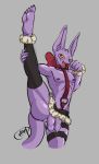 2020 anthro anus balls beerus clothed clothing crossdressing domestic_cat dragon_ball dragon_ball_super felid feline felis flexible genitals grey_background hairless hairless_cat hi_res koop_(artist) looking_at_viewer male mammal open_mouth penis purple_body simple_background solo sphynx_(cat) teeth tongue yellow_eyes 