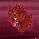  1:1 ambiguous_gender blood bloody_fur bloody_mouth bodily_fluids canid canine canis crazy_eyes feral flying fur headshot_portrait looking_aside mammal nosebleed open_mouth pink_blood portrait red_body red_fur simple_background smile solo tears teeth_showing wolf 