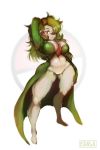  2020 2:3 big_breasts breasts cleavage clothed clothing female gardevoir genitals green_hair hair hair_over_eye hand_behind_head hi_res humanoid messy_hair nintendo one_eye_obstructed pink_eyes pok&eacute;mon pok&eacute;mon_(species) pussy pwcsponson simple_background smile solo standing thick_thighs video_games white_background wide_hips 